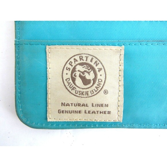 Spartina Daufuskie Island Wallet Black Floral Natural Linen Leather Trim Clutch - Picture 5 of 5